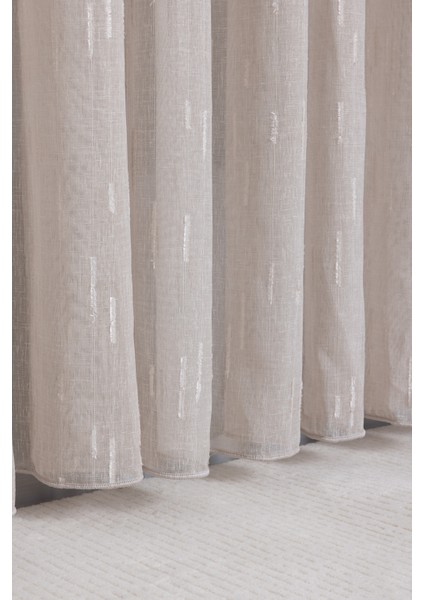 Keten Moroccan Bej 1/2.5 Normal Pileli Ütü Istemez Kırışmaz Yeni Sezon Salon Oda Tül Perdesi