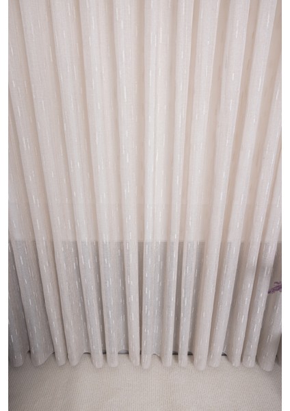 Keten Moroccan Bej 1/2.5 Normal Pileli Ütü Istemez Kırışmaz Yeni Sezon Salon Oda Tül Perdesi