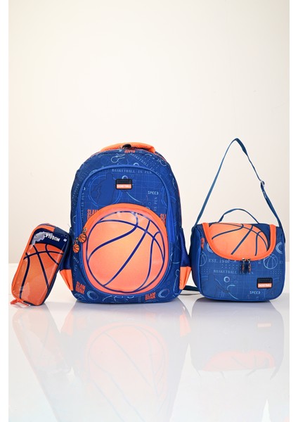 5880 Basketbol Temalı 3’lü Okul Çanta Seti (Sırt Çantası + Beslenme Çantası + Kalemlik) – Mavi Turuncu fiyatları