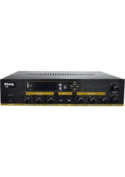 König K-90 2 Zonlu 100 Watt Usb-Bluetooth-2 Bölgeli 2 Mik. Giriş Trafolu Anfi