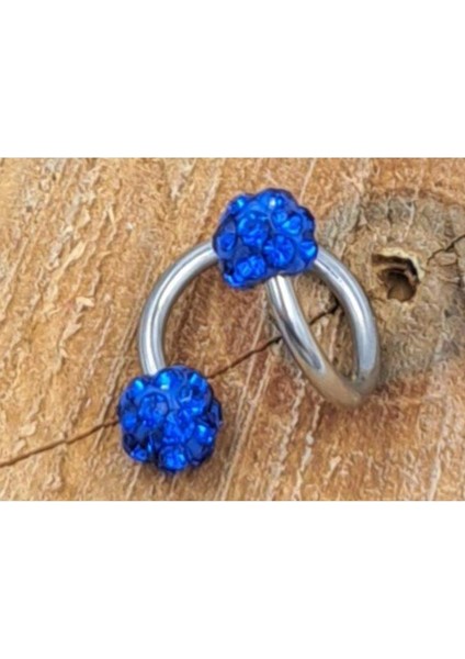Mavi Taşlı Dudak Piercing