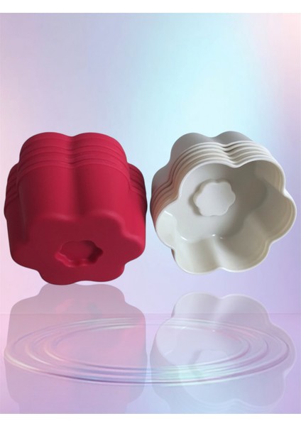 Bybirgül Beyaz -Kırmızı 12 Li Silikon Mini Papatya Kek Kalıbı,muffin ,airfrey Kalıbı 12 Adet