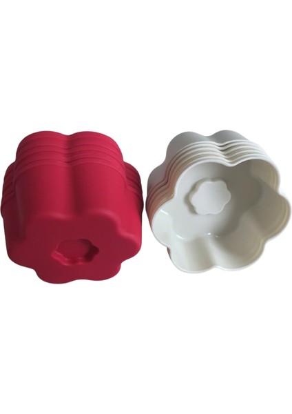 Bybirgül Beyaz -Kırmızı 12 Li Silikon Mini Papatya Kek Kalıbı,muffin ,airfrey Kalıbı 12 Adet modelleri