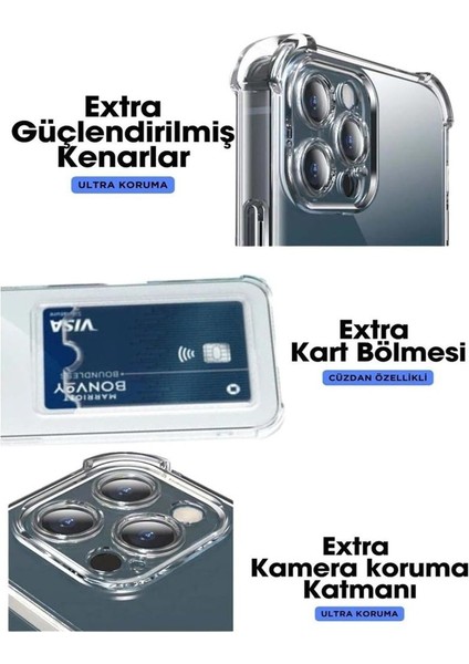 Samsung Galaxy A56 Kartlıklı Kılıf Darbe Emici Köşe Korumalı Silikon Kapak Şeffaf-Füme fiyatları