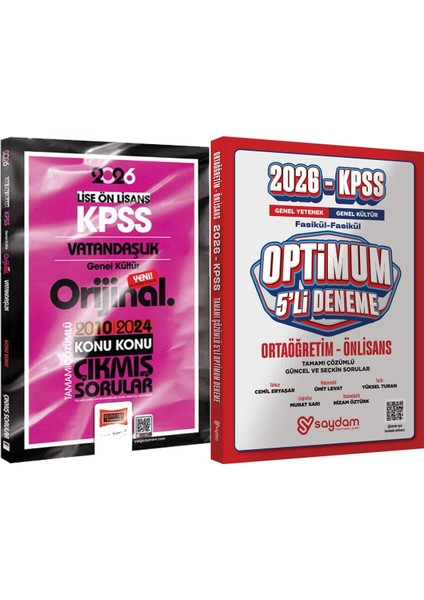 2026 Kpss Lise-Önlisans Vatandaşlık Orijinal 2010-2024 Konu Konu Çıkmış + Optimum 5 Deneme