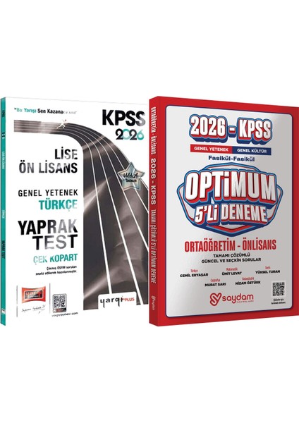 2026 Kpss Lise-Ön Lisans Genel Yetenek Türkçe Çek Kopart Yaprak Test + Optimum 5 Deneme