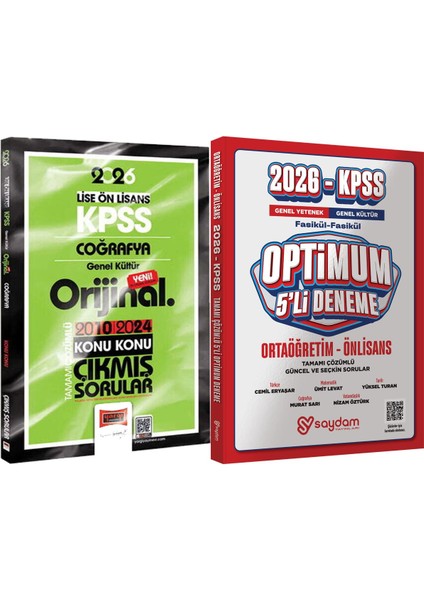 2026 Kpss Lise-Önlisans Coğrafya Orijinal 2010-2024 Konu Konu Çıkmış + Optimum 5 Deneme