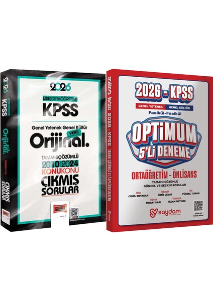2026 Kpss Lise-Ortaöğretim Orijinal 2010-2024 Konu Konu Çıkmış Sorular + Optimum 5 Deneme