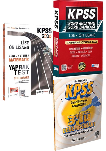 2026 Kpss Lise-Ön Lisans Matematik Çek Kopart Yaprak Test + Konu Ant. Soru ve 3 Deneme