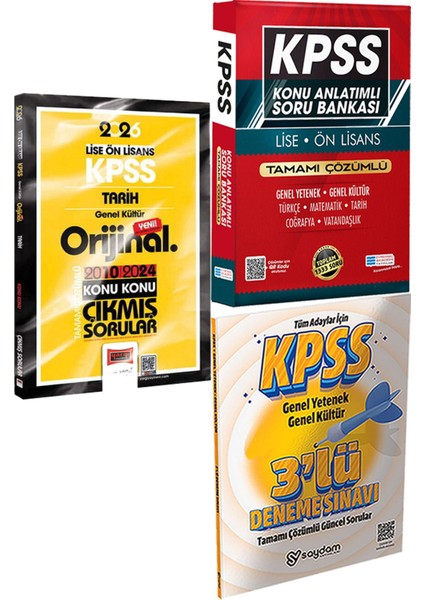2026 Kpss Lise-Önlisans Tarih Orijinal 2010-2024 Konu Konu Çıkmış + Konu Ant. Soru ve 3 Deneme