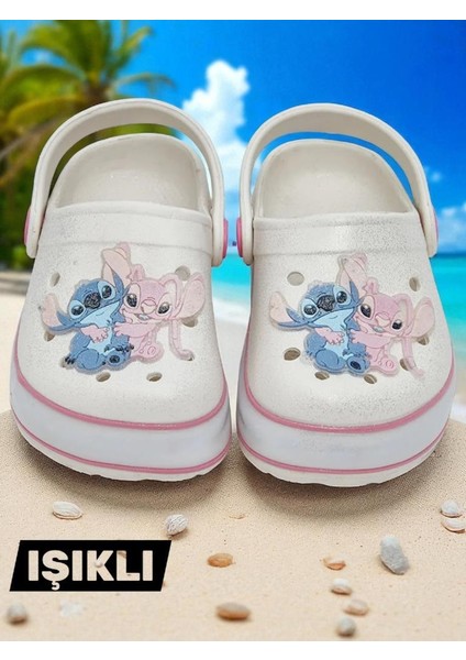 Lilo Stich Baskılı Tabanı Işıklı Kız Çocuk Plaj Terliği & Sandaleti