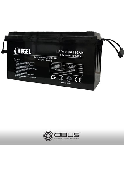 Obus Karavan Lifepo4 Lityum Akü 12.8V 150AH 1920WH M8 fiyatları