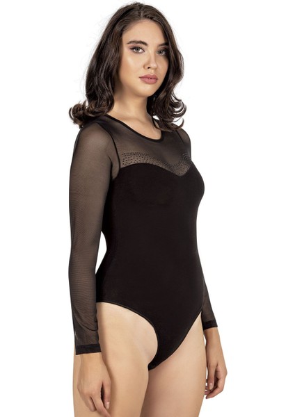 Kadın Viskon Uzan Kollu Tül Detaylı Esnek Rahat Kancalı Çıtçıtlı Body modelleri