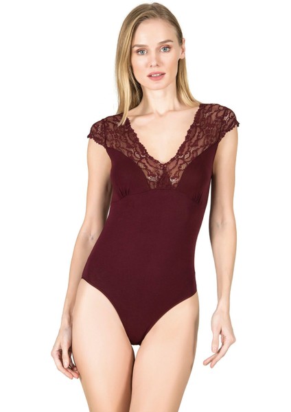 Kadın Pamuklu Likralı Dantelli Süprem Kancalı Çıtçıtlı Body