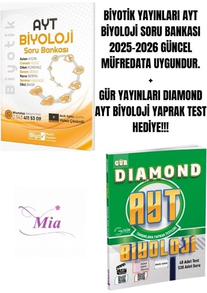 Biyotik Yayınları Ayt Biyoloji Soru Bankası Hediyeli