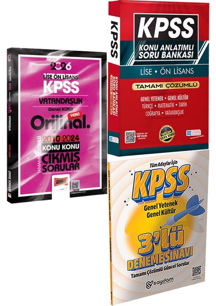 2026 Kpss Lise-Önlisans Vatandaşlık Orijinal 2010-2024 Konu Konu Çıkmış + Konu Ant. Soru ve 3 Deneme