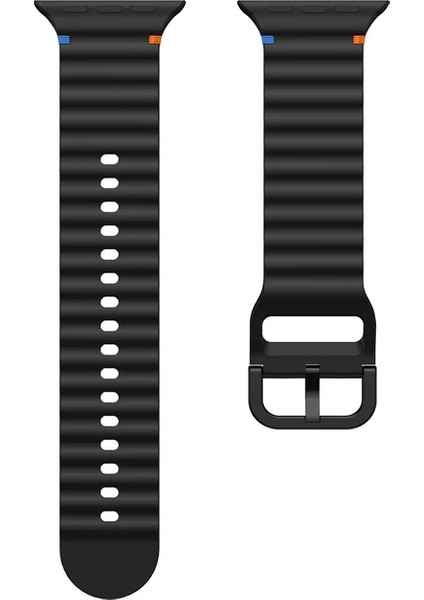 Apple Watch 6/7/8/9/10/se/ultra Uyumlu 44 45 46 49MM Turuncu Mavi Detay Dalga Tasarım Silikon Kordon indirimleri