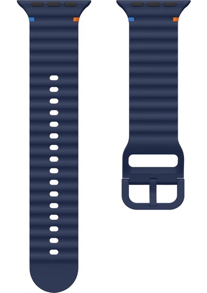 Apple Watch 6/7/8/9/10/se/ultra Uyumlu 44 45 46 49MM Turuncu Mavi Detay Dalga Tasarım Silikon Kordon fiyatları