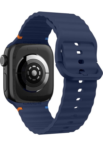 Apple Watch 6/7/8/9/10/se/ultra Uyumlu 44 45 46 49MM Turuncu Mavi Detay Dalga Tasarım Silikon Kordon modelleri