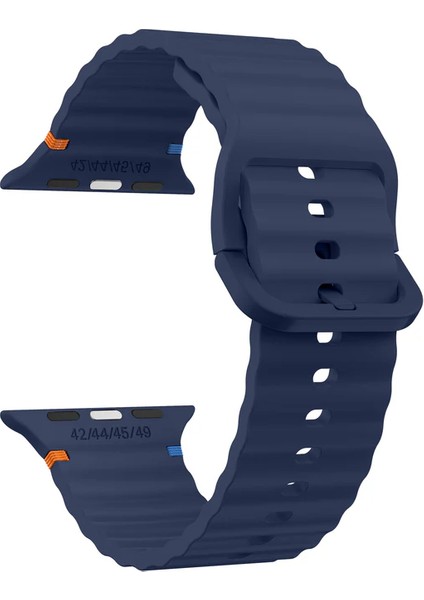 Apple Watch 6/7/8/9/10/se/ultra Uyumlu 44 45 46 49MM Turuncu Mavi Detay Dalga Tasarım Silikon Kordon fırsatları