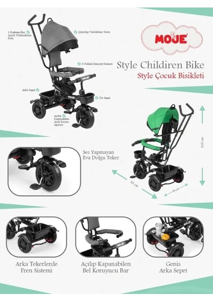 Moje Style 3 Tekerlekli Çocuk Bisikleti Sarı fiyatları