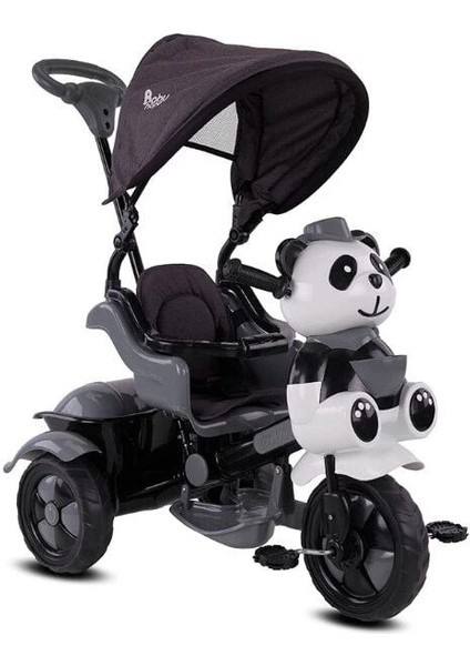 Babyhope 127A Little Panda 3 Tekerli Kontrollü Bisiklet (Pedli) Gri