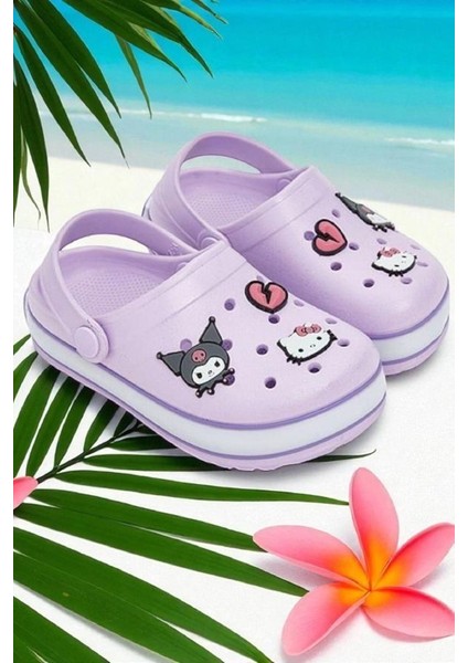 Kız Çocuk Lila Kuromi Baskılı Tabanı Işıklı Plaj Havuz Terliği & Sandaleti indirimleri