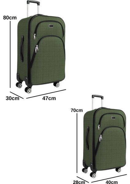 Büyük ve Orta Boy Valiz Seti 4 Teker Kumaş Valiz Haki 1081 fiyatları