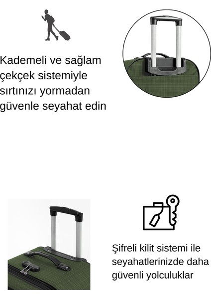 Büyük ve Orta Boy Valiz Seti 4 Teker Kumaş Valiz Haki 1081 fırsatları