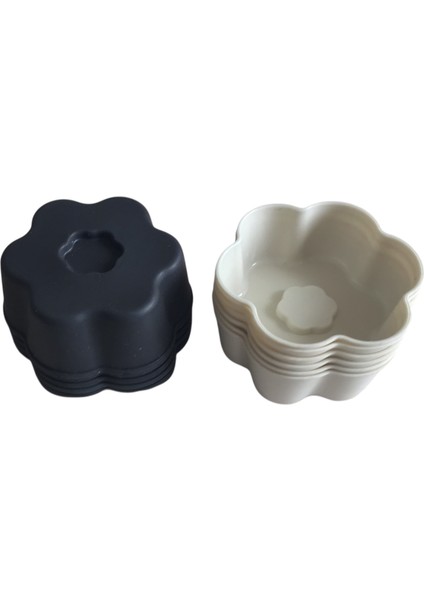 Bybirgül Antrasit -Beyaz 12 Li Silikon Mini Papatya Kek Kalıbı,muffin Kalıbı 12 Adet,airfyer Uyumlu