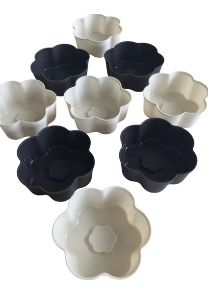Bybirgül Antrasit -Beyaz 12 Li Silikon Mini Papatya Kek Kalıbı,muffin Kalıbı 12 Adet,airfyer Uyumlu fırsatları