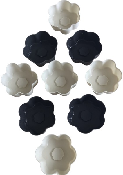 Bybirgül Antrasit -Beyaz 12 Li Silikon Mini Papatya Kek Kalıbı,muffin Kalıbı 12 Adet,airfyer Uyumlu indirimleri