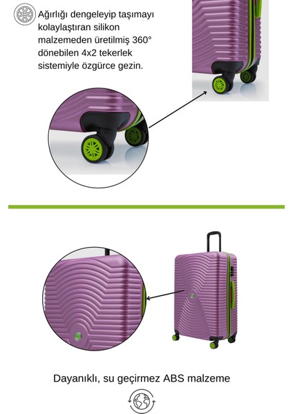 Kabin Boy Valiz 4x2 Teker Rose 1169 modelleri