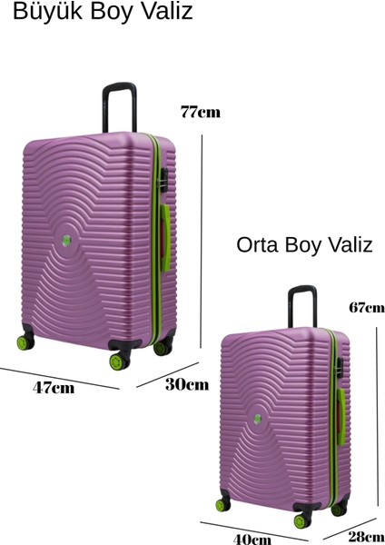 2'li Valiz Seti Büyük Boy - Orta Boy Rose 1169