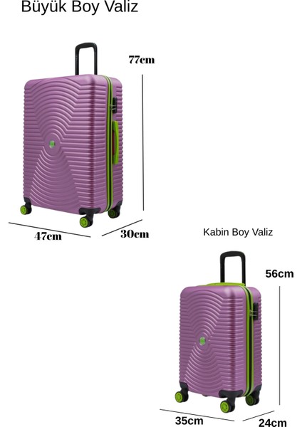 2'li Valiz Seti Büyük Boy - Kabin Boy Rose 1169 fiyatları