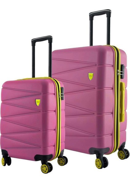 Büyük Ve Kabin Boy 2'li Valiz Seti 4x2 Teker Pembe 1164