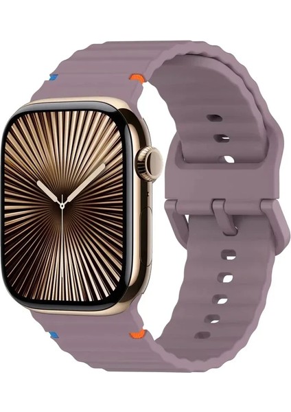Apple Watch 6/7/8/9/10/se/ultra 38 40 41 S10 42MM Uyum Turuncu Mavi Detay Dalga Tasarım Silikon Kordon