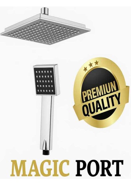Kare Tepe Yağmurlama Robot Lüxs Duş Seti Tepe ve El Duşu ve Joyistik Takımı Magıc Port
