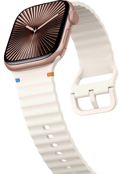 Apple Watch 6/7/8/9/10/se/ultra 38 40 41 S10 42MM Uyum Turuncu Mavi Detay Dalga Tasarım Silikon Kordon modelleri