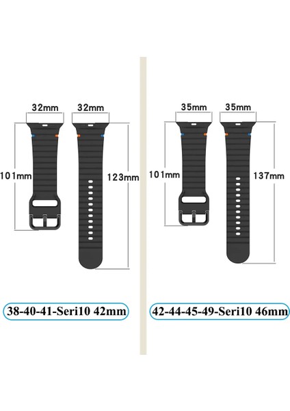 Apple Watch 6/7/8/9/10/se/ultra 38 40 41 S10 42MM Uyum Turuncu Mavi Detay Dalga Tasarım Silikon Kordon