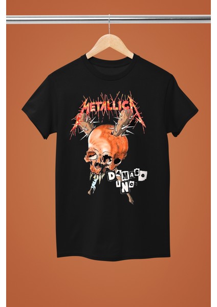 Metallica Baskılı Bisiklet Yaka Regular Kalıp %100 Pamuklu Kısa Kollu Tshırt