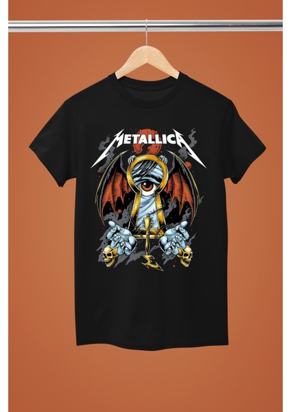 Metallica Baskılı Bisiklet Yaka Regular Kalıp %100 Pamuklu Kısa Kollu Tshırt