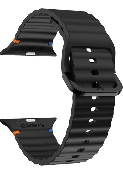 Apple Watch 6/7/8/9/10/se/ultra 38 40 41 S10 42MM Uyum Turuncu Mavi Detay Dalga Tasarım Silikon Kordon