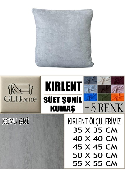 Süet Detaylı Angora Kumaş 4 Adet Kirlent Kılıfı