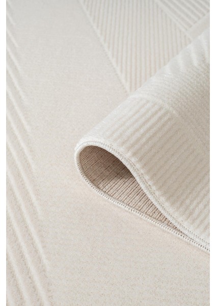 Cotto Cool CL001W Modern Desen Akrilik Beyaz Halı Pamuk Tabanlı Salon Koridor Oturma Odası Halısı modelleri