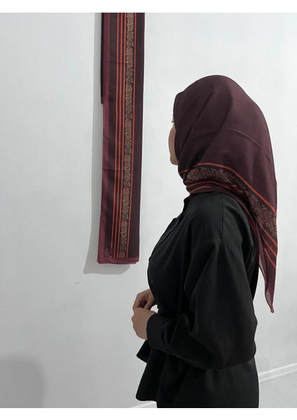 Soft Pamuk Etnik Düz Eşarp Bordo Renk modelleri