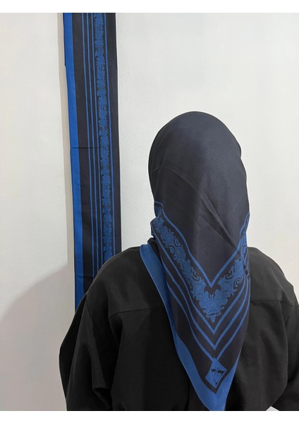 Soft Pamuk Etnik Düz Lacivert Saks Renk Eşarp indirimleri