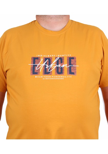 Mocgrande Erkek Büyük Beden Sıfır Yaka Tişört Edge 25190 Hardal fiyatları