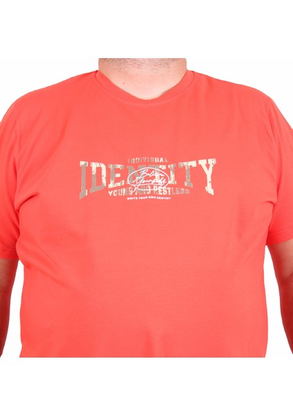 Mocgrande Erkek Büyük Beden Sıfır Yaka Tişört Identity 25189 Nar Çiçeği fiyatları