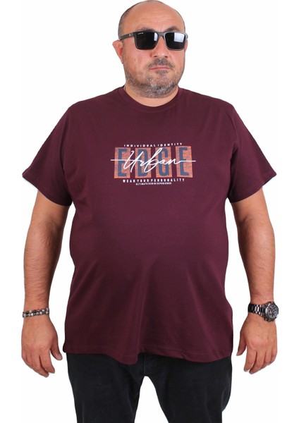 Mocgrande Erkek Büyük Beden Sıfır Yaka Tişört Edge 25190 Murdum